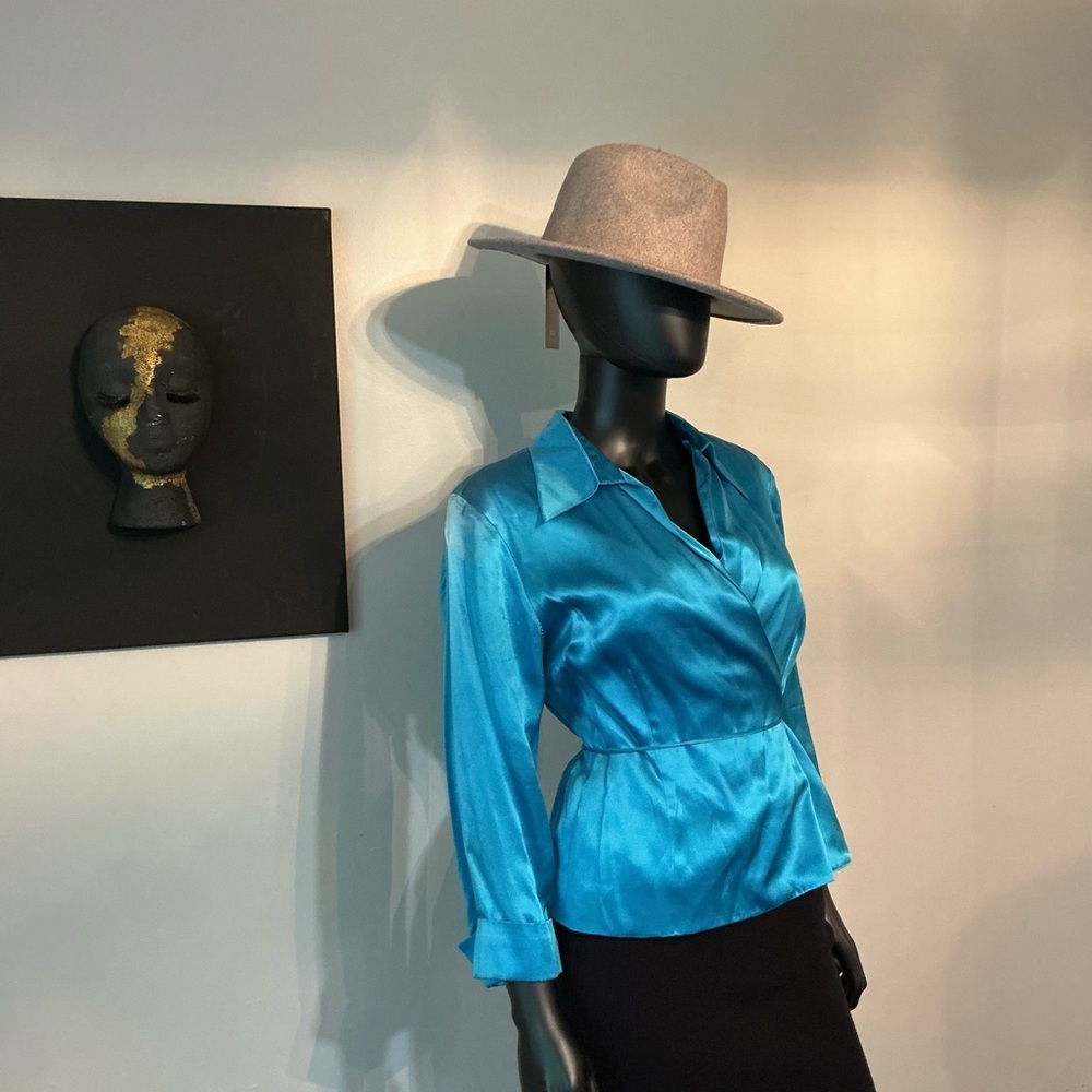 Ice Women's Blue Satin Blouse